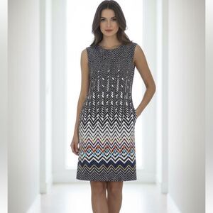 Take 50% OFF- Ile New York Chevron Patterned Black and White Dress, Size-6